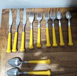 Set of 11 Oxford Hall Stainless Japan Butter Knifes, forks and spoons